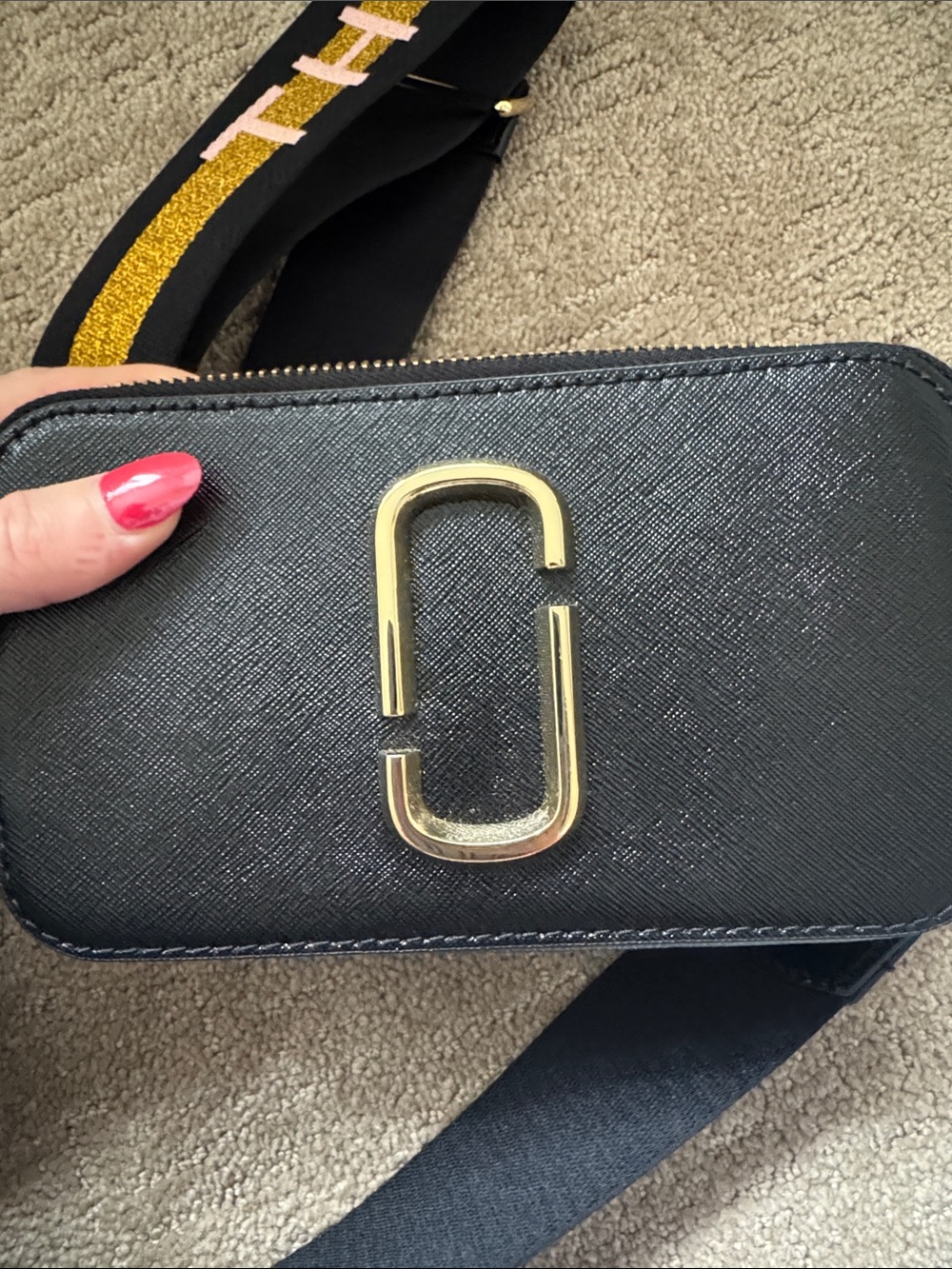 Marc Jacobs Black Camera Crossbody with Black and Pink Logo Strap - Picture 6 of 6